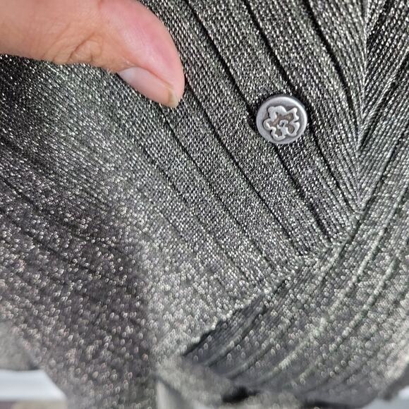 Ted Baker Sayrah Metallic Midi Ribbed Knit Dark Green Dress Size 3 (8) - Picture 6 of 7